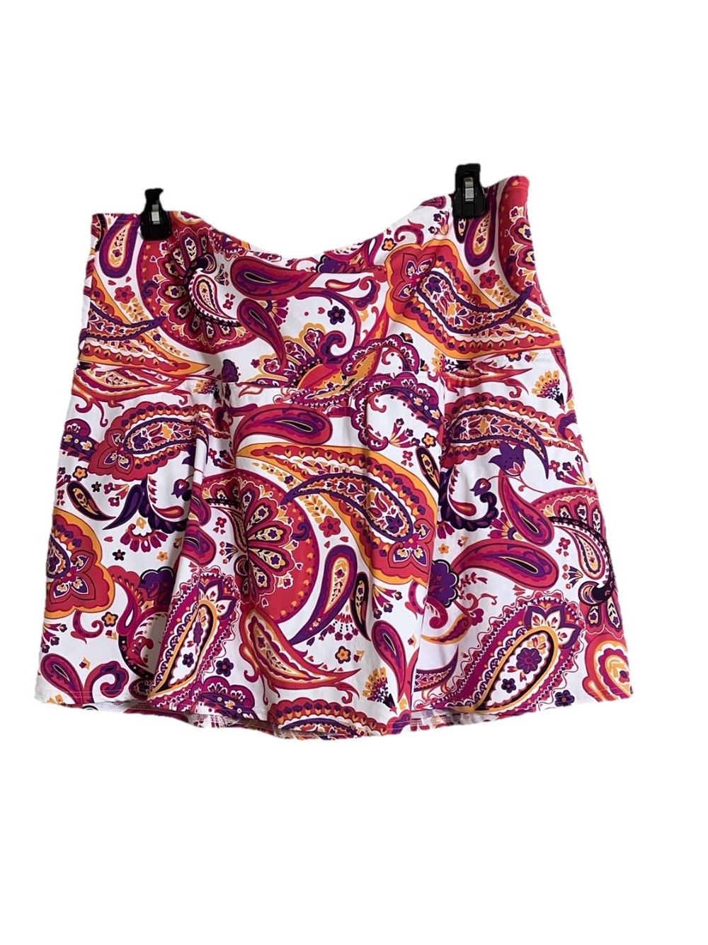 Lands' End Swim Skirt Sz 24W White/Pink Paisley Print A-line Fit&Flare